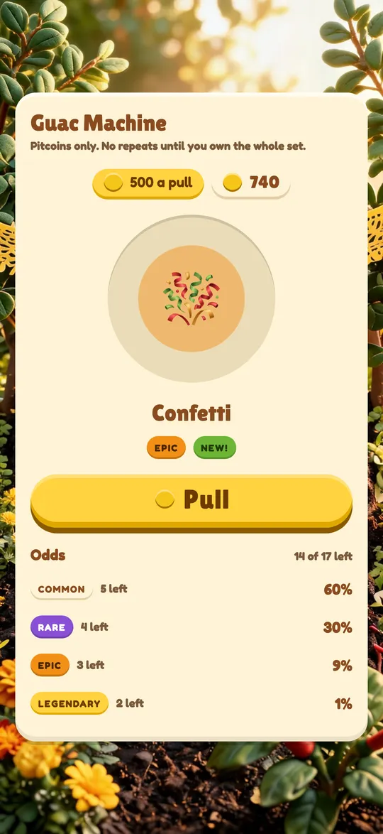 The Guac Machine prize screen